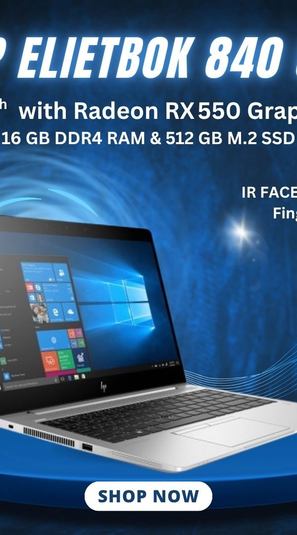 HP EliteBook 840 G6 – Core i7 8th Gen with Dedicated Radeon RX 550 GPU with 16GB RAM, 512 SSD, Touch Display, Finger Sensor, IR Sensor