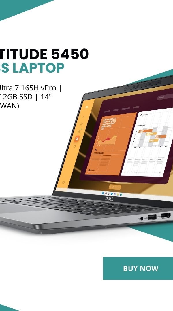 Dell Latitude 5450 Business Laptop (Intel® Core™ Ultra 7 165H vPro | 16GB DDR5 | 512GB SSD | 14″ FHD IPS | 4G WWAN)