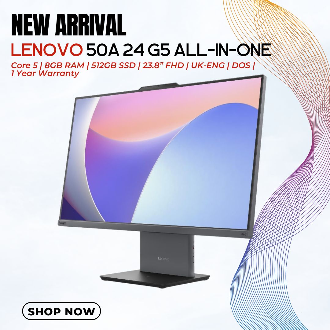 Lenovo 50A 24 G5 All-in-One – Core 5 | 8GB RAM | 512GB SSD | 23.8” FHD | UK-ENG | DOS | 1 Year Warranty Lenovo 50A 24 G5 All-in-One – Core 5 | 8GB RAM | 512GB SSD | 23.8” FHD | UK-ENG | DOS | 1 Year Warranty