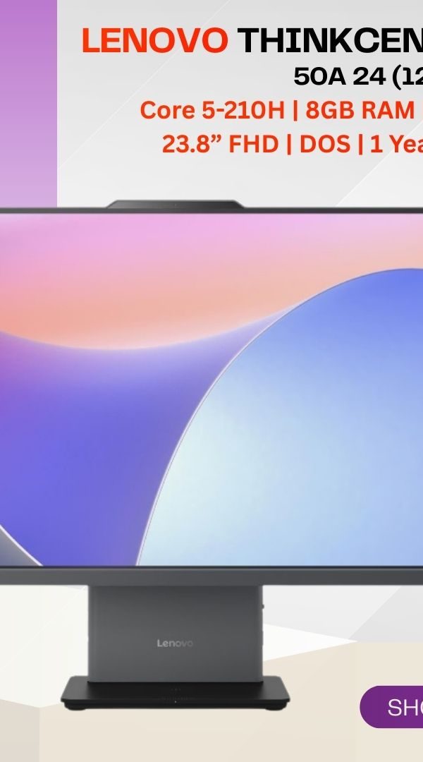 Lenovo ThinkCentre Neo 50a 24 (12SC007YGP) Core 5-210H | 8GB RAM | 512GB SSD | 23.8” FHD | DOS | 1 Year Warranty