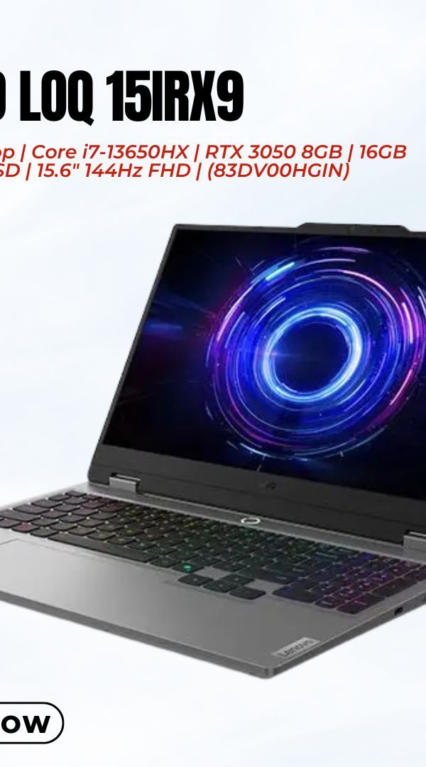 Lenovo LOQ 15IRX9 (83DV00HGIN) Gaming Laptop | Core i7-13650HX | RTX 3050 8GB | 16GB RAM | 512GB SSD | 15.6" 144Hz FHD