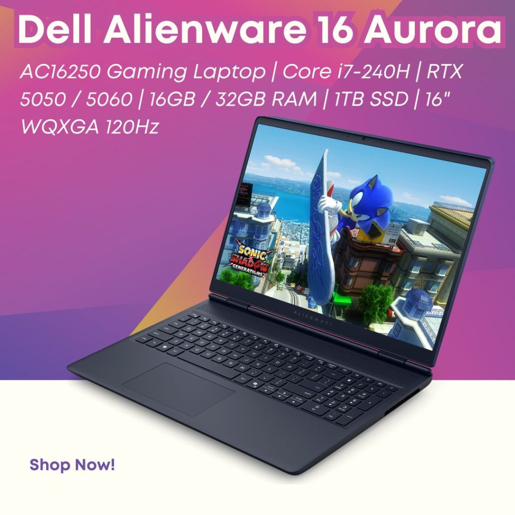 Dell Alienware 16 Aurora AC16250 Gaming Laptop | Core i7-240H | RTX 5050 / 5060 | 16GB / 32GB RAM | 1TB SSD | 16" WQXGA 120Hz